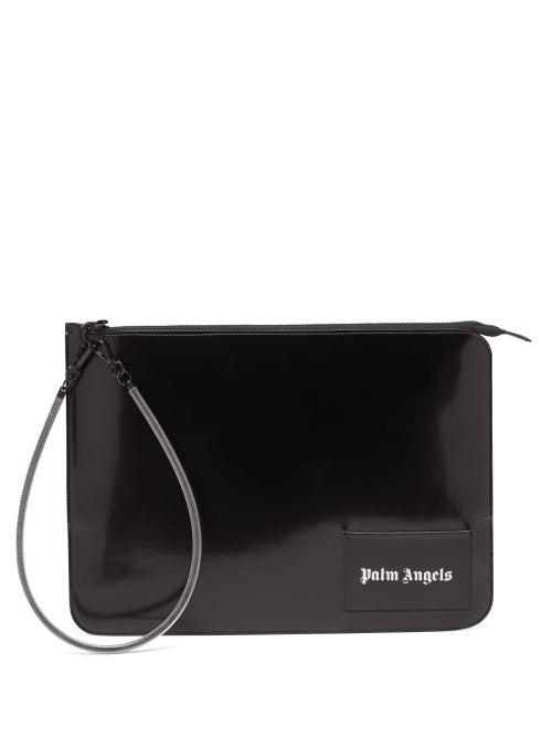 Matchesfashion.com Palm Angels - Iconic Logo Appliqu Leather Pouch - Mens - Black