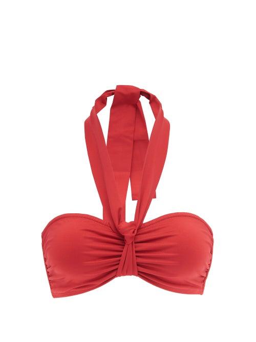 Matchesfashion.com Asceno - The Veronica Gathered Bandeau Bikini Top - Womens - Red