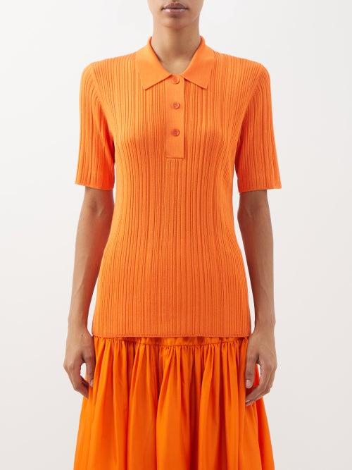 Joseph - Pliss-jersey Polo Shirt - Womens - Orange