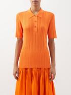 Joseph - Pliss-jersey Polo Shirt - Womens - Orange