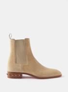 Christian Louboutin - So Samson Spike-heel Suede Chelsea Boots - Mens - Beige
