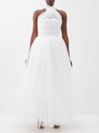 Giambattista Valli - Halterneck D'esprit Tulle Midi Dress - Womens - Ivory