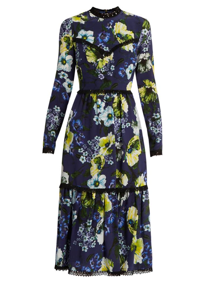 Erdem Georgie Hasu Night-print Silk-crepe Dress