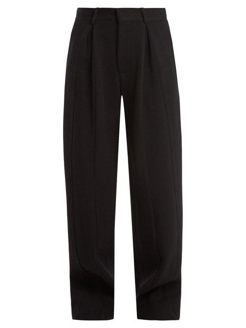 Matchesfashion.com Raey - Wide Leg Wool Blend Twill Trousers - Womens - Navy