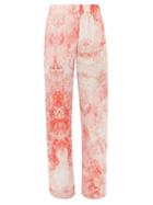 Alexander Mcqueen - Sea Coral-print Silk-crepe Trousers - Womens - Red Multi