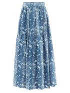 Ladies Beachwear Wiggy Kit - Indo Bleach Splatter-print Linen Maxi Skirt - Womens - Blue Multi