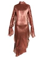 Paula Knorr Relief Waterfall-ruffled Silk-blend Lam Dress