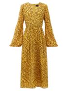 Matchesfashion.com Saloni - Camille B Leopard-camo Print Silk-blend Dress - Womens - Leopard