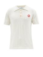 Casablanca - Logo-patch Ribbed Cotton-blend Terry Polo Shirt - Mens - White