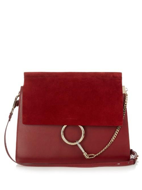 Chloé Faye Medium Leather And Suede Shoulder Bag