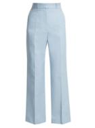 Matchesfashion.com Stella Mccartney - Straight Leg Cotton Blend Trousers - Womens - Blue