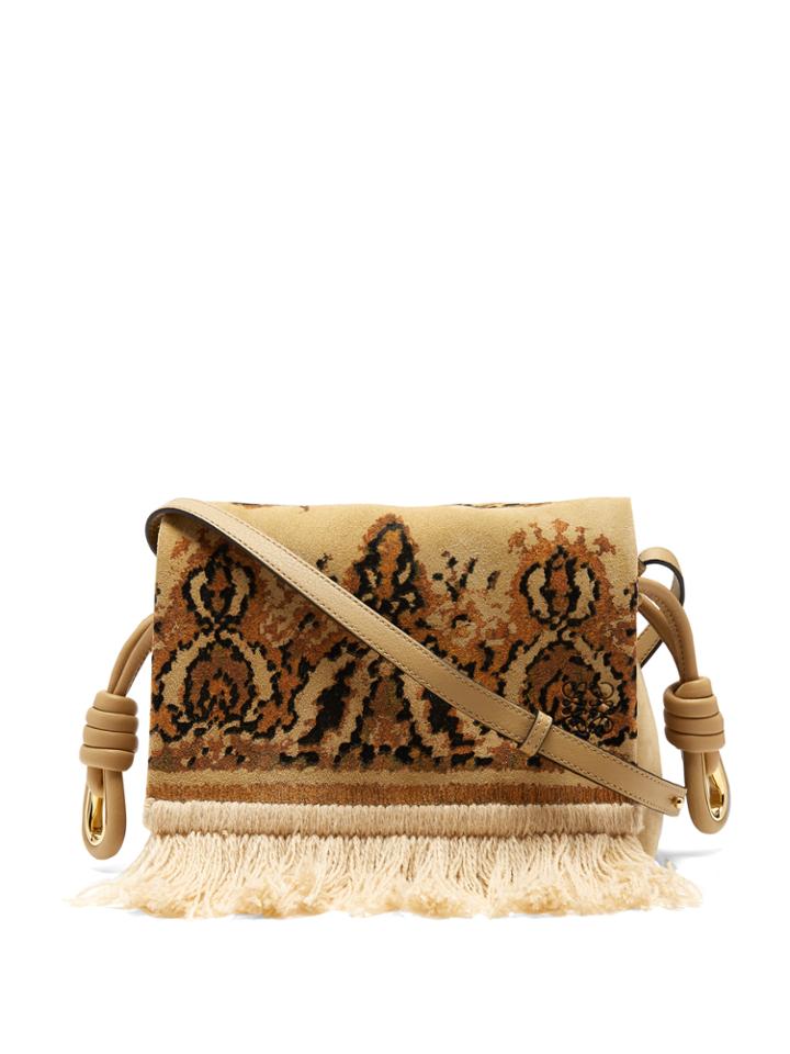 Loewe Flamenco Flap Tapestry Suede Cross-body Bag