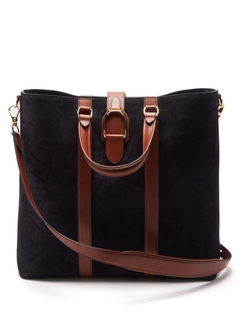 Ralph Lauren Purple Label - Equestrian Suede And Leather Tote Bag - Mens - Navy