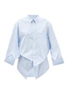Balenciaga - Open-cuff Striped Cotton-poplin Shirt - Womens - Blue Stripe