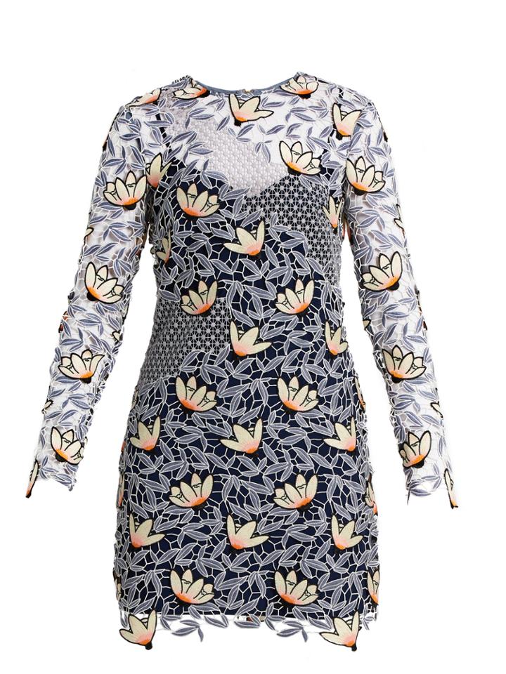 Self-portrait Peony Lace Patchwork Mini Dress