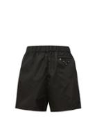 Matchesfashion.com Prada - Logo Plaque High Rise Nylon Gabardine Shorts - Womens - Black