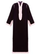 Matchesfashion.com Muzungu Sisters - Alia Woven Trim Velvet Tunic Dress - Womens - Dark Pink