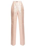 Matchesfashion.com Dolce & Gabbana - High-rise Mikado-silk Wide-leg Trousers - Womens - Light Pink