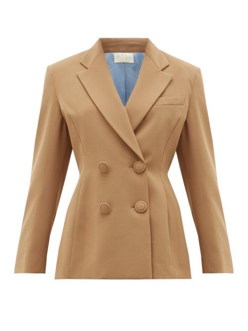 Matchesfashion.com Sara Battaglia - Double-breasted Jacket - Womens - Light Brown