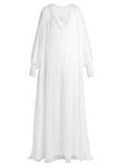 Matchesfashion.com By. Bonnie Young - Ruffle Trimmed Pleated Silk Gown - Womens - White