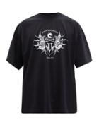 Mens Rtw Vetements - Black Label-print Cotton-jersey T-shirt - Mens - Black