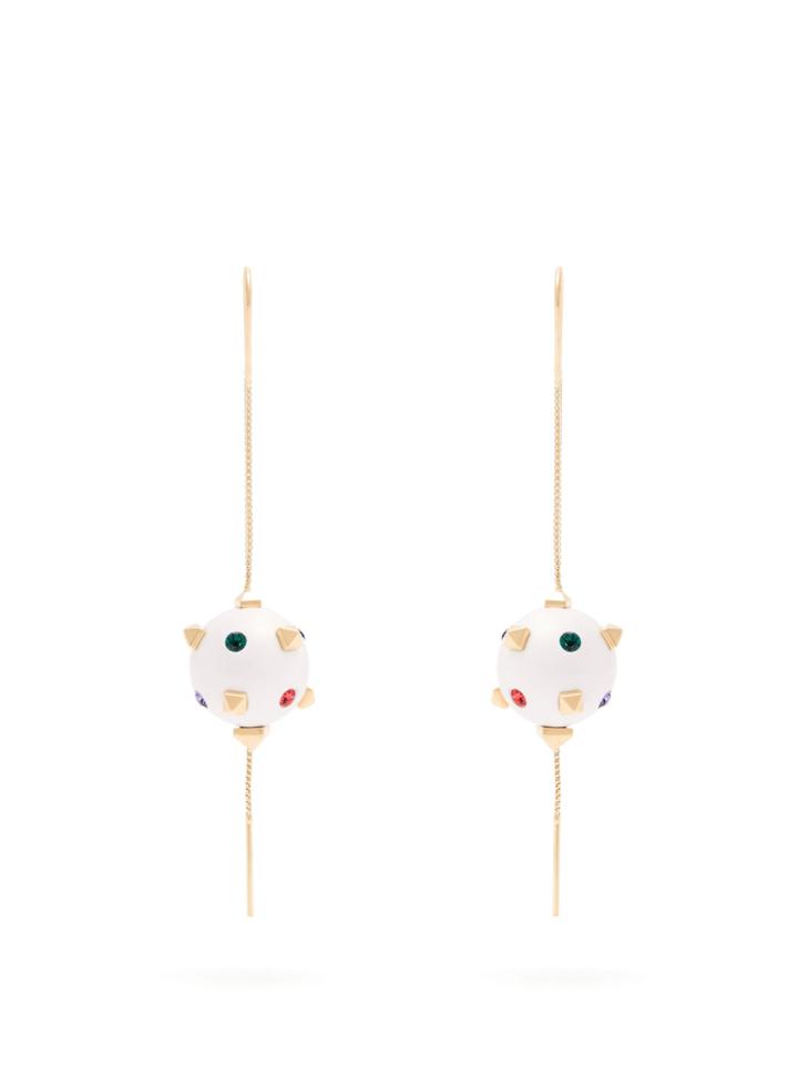 Valentino Rockstud And Crystal-embellished Drop Earrings