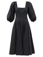Matchesfashion.com Staud - Swells Square-neck Cotton-blend Dress - Womens - Black