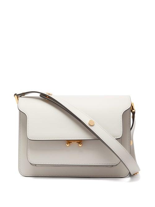 Matchesfashion.com Marni - Trunk Medium Smooth-leather Shoulder Bag - Womens - Light Grey