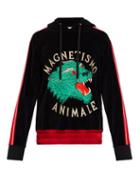 Matchesfashion.com Gucci - Tiger Appliqu Velvet Hooded Sweatshirt - Mens - Black Multi