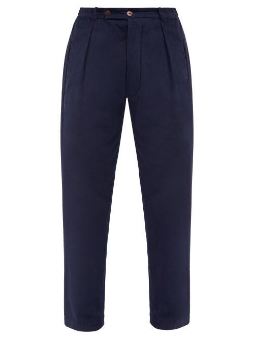 Mens Rtw Smr Days - Bondi Pleated Cotton-corduroy Trousers - Mens - Navy