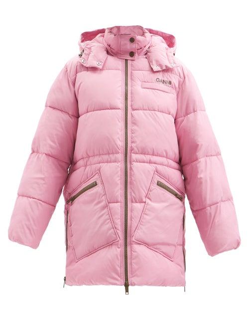 Ganni - Hooded Recycled-fibre Padded Jacket - Womens - Pink