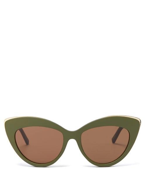 Matchesfashion.com Le Specs - Beautiful Stranger Cat Eye Sunglasses - Womens - Khaki Multi