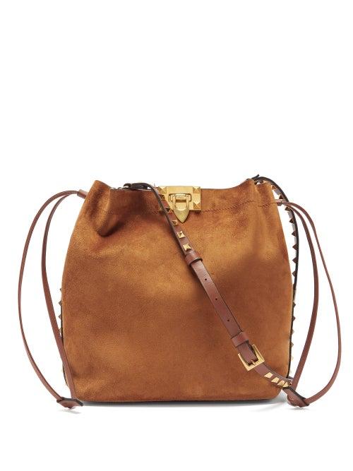 Matchesfashion.com Valentino Garavani - Rockstud Suede And Leather Cross-body Bag - Womens - Tan