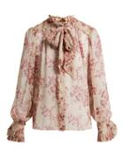 Matchesfashion.com Zimmermann - Unbridled Floral Print Silk Blouse - Womens - Pink Print