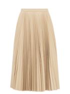 Joseph - Seija Pleated-leather Midi Skirt - Womens - Light Beige