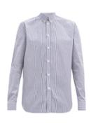 Matchesfashion.com Givenchy - Logo-print Striped Cotton Shirt - Mens - Blue