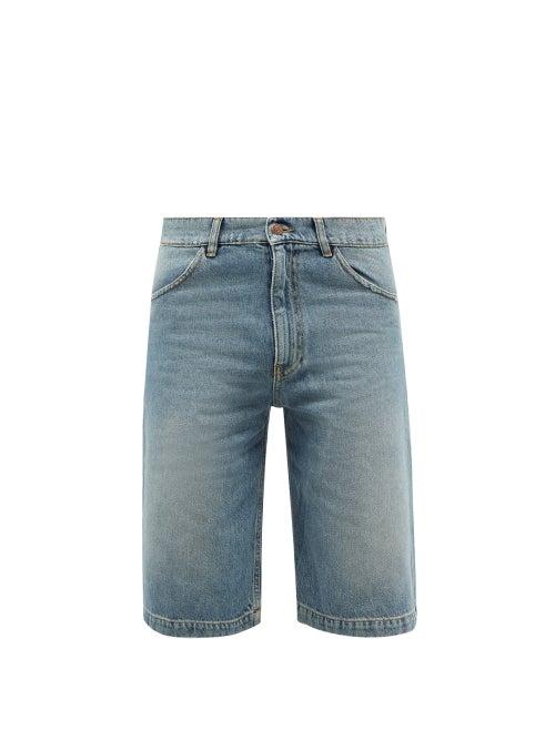 Erl - Topstitched Denim Shorts - Mens - Blue