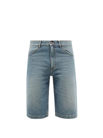 Erl - Topstitched Denim Shorts - Mens - Blue