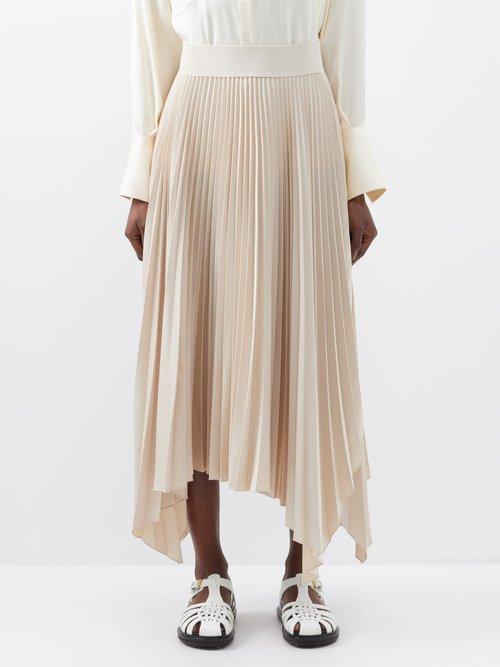 Joseph - Ade Pleated-jersey Midi Skirt - Womens - Beige