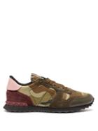 Matchesfashion.com Valentino - Rockrunner Canvas And Suede Trainers - Mens - Khaki