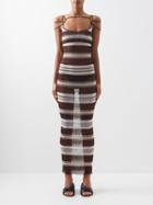 Jacquemus - Sognu Striped Sheer-jersey Dress - Womens - Brown Multi