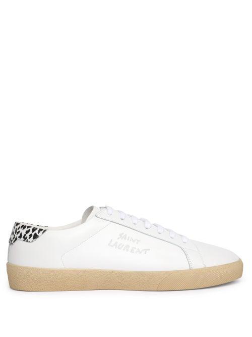 Saint Laurent - Signa Logo-embroidered Leather Trainers - Mens - White
