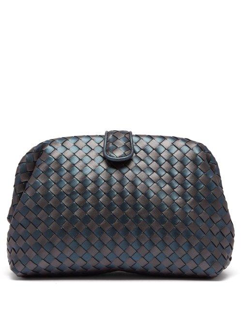 Matchesfashion.com Bottega Veneta - The Lauren 1980 Intrecciato Leather Clutch - Womens - Blue Multi