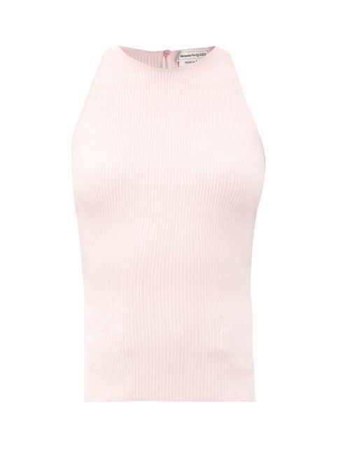 Matchesfashion.com Alexander Mcqueen - Sleeveless Ribbed-knit Top - Womens - Pink