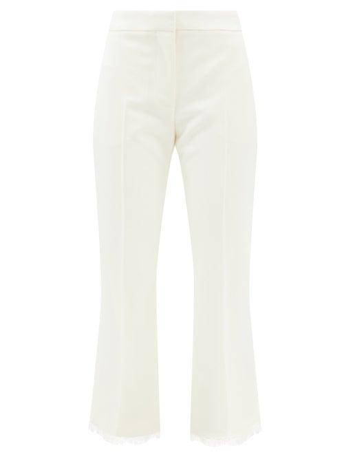 Alexander Mcqueen - Lace-cuff Wool-twill Suit Trousers - Womens - Ivory