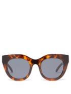 Le Specs - Air Heart Oversized Cat-eye Acetate Sunglasses - Womens - Brown