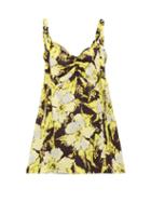 Matchesfashion.com Colville - Shirred Floral Print Crepe Camisole - Womens - Yellow