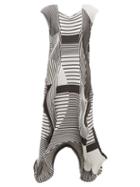 Matchesfashion.com Issey Miyake - Asymmetric Pleated Striped Twill Midi Dress - Womens - Black White