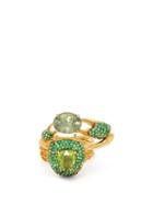Matchesfashion.com Daniela Villegas - Thaumas 18kt Gold, Emerald & Tourmaline Ring - Womens - Green