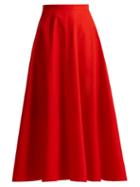 Matchesfashion.com Delpozo - A Line Cotton Midi Skirt - Womens - Red